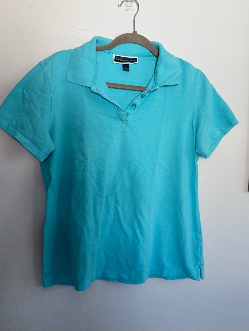 Karen Scott Turquoise Short-Sleeve Polo